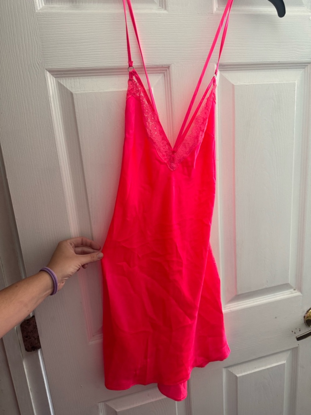 Victoria's Secret Neon Pink Lace-Trim Slip